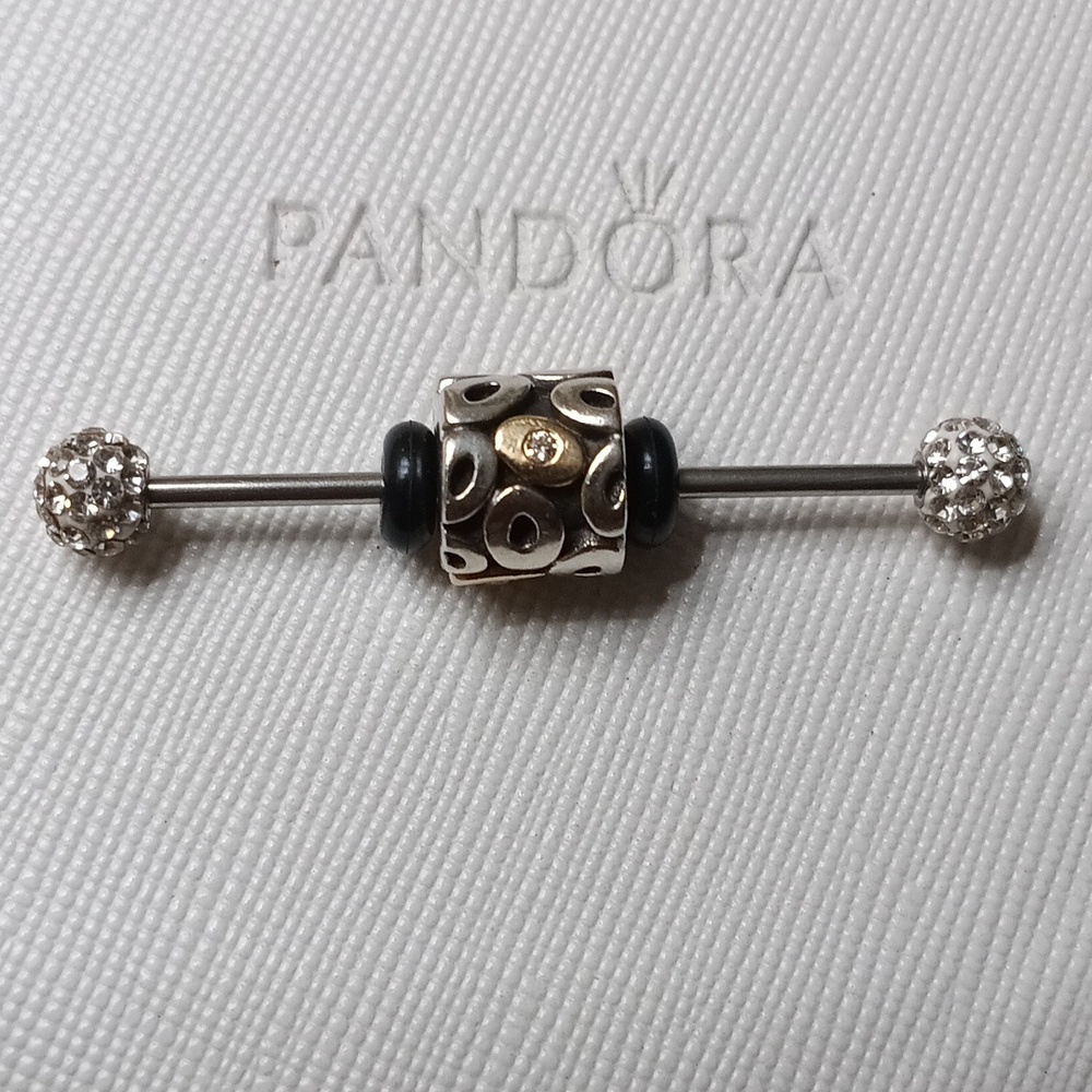 Pandora Silver 14k Clear CZ Vintage Oh My Two Tone Charm 2 Listed Separately